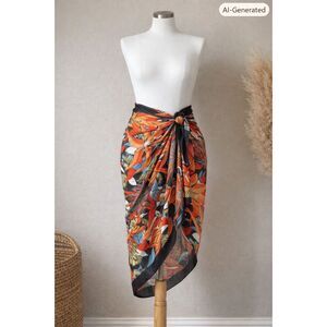 Vintage 70s 80s Burdines Sunshine Fashions Italian Cotton Scarf Sarong 48x62